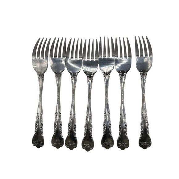 Stanley Roberts "Delight" Floral & Scrolls Silverware Set Of 8 Dinner Forks - Picture 4 of 6